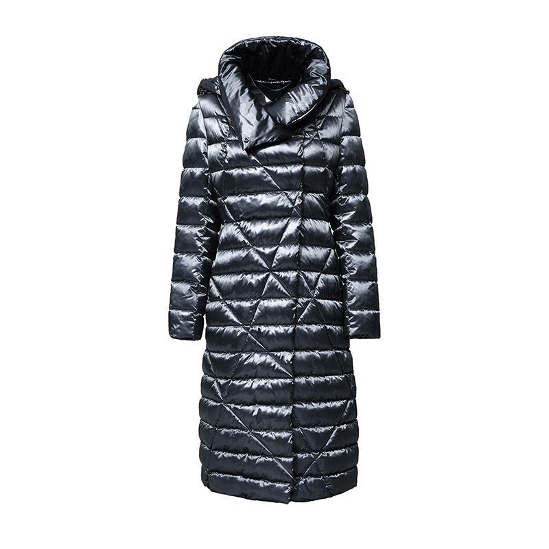 Ladies'long jacket / down jacket with undetachable hood